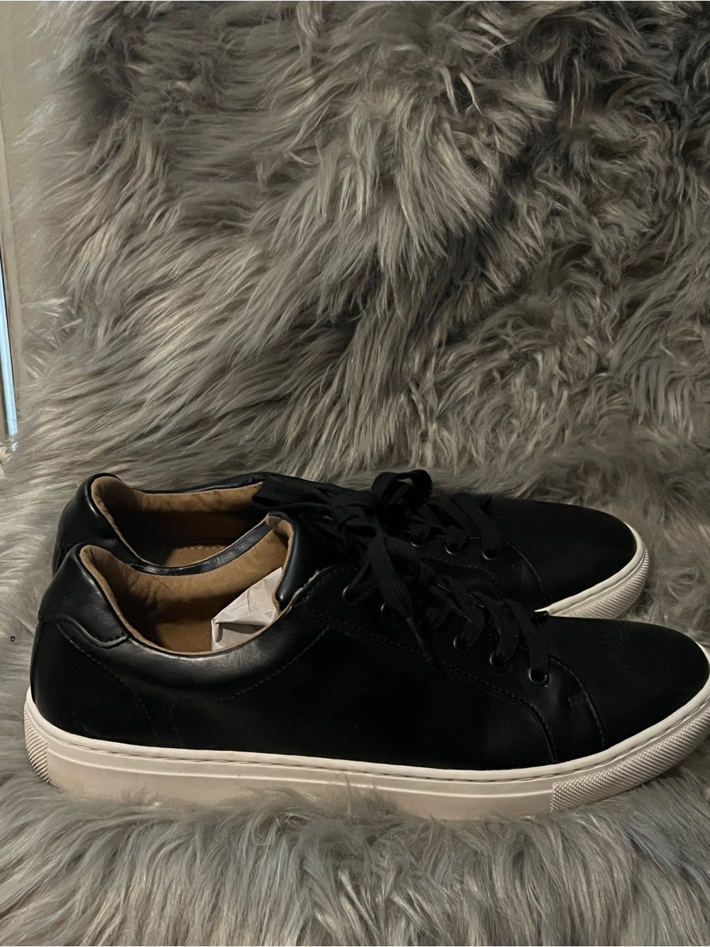Banana Republic Black Leather Low-Top Sneakers with White Sole